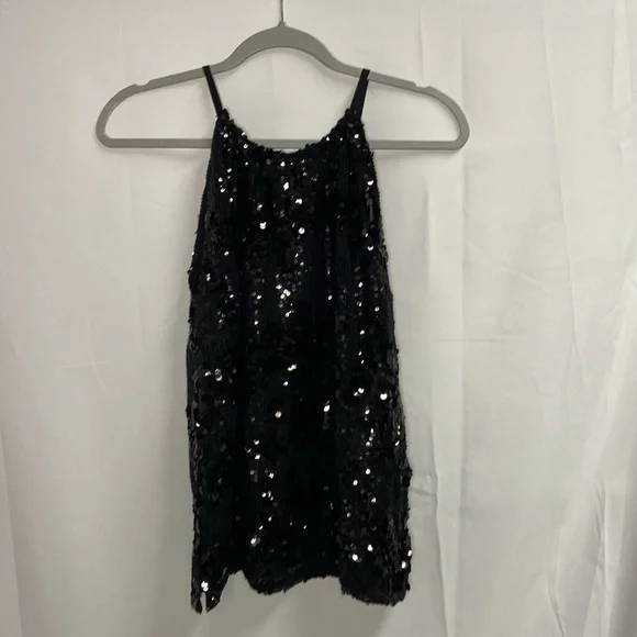 GOLD HAWK Lexi Sequin Halter Tank Top Black Size XS NWT - Picture 4 of 6